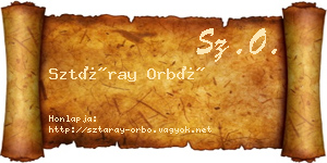 Sztáray Orbó névjegykártya
